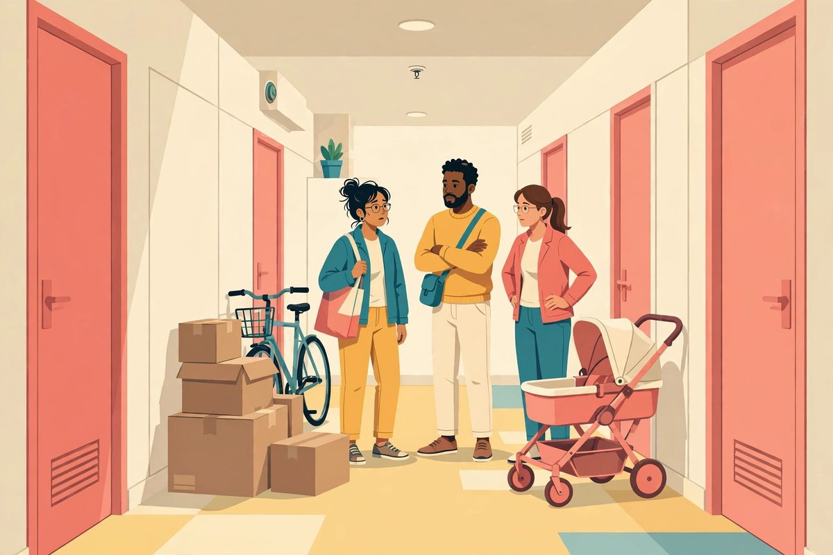 Reglas de almacenamiento y objetos en pasillos (Storage & Hallway Rules)