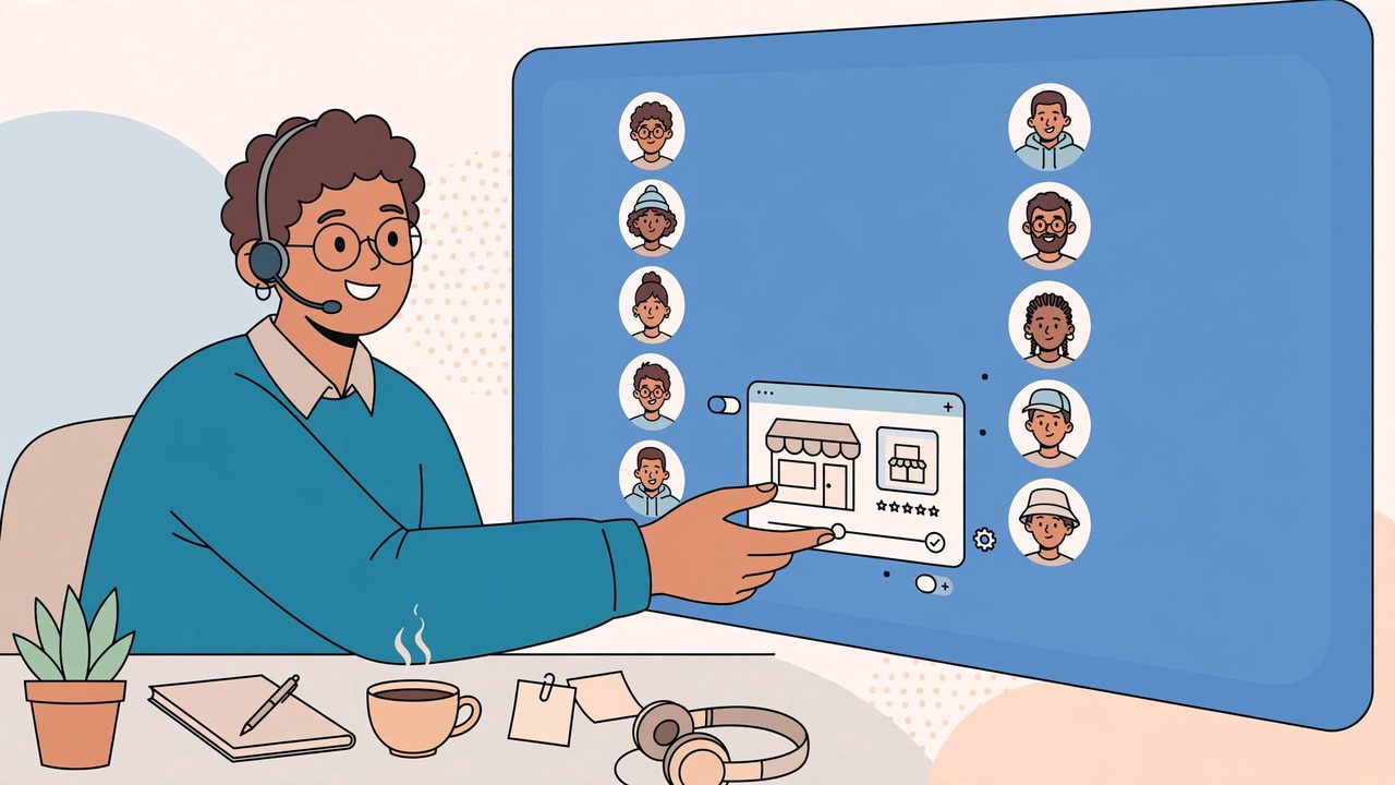 Illustration: a support specialist seeing owners and consumers in one console and fixing a page on the owner’s behalf