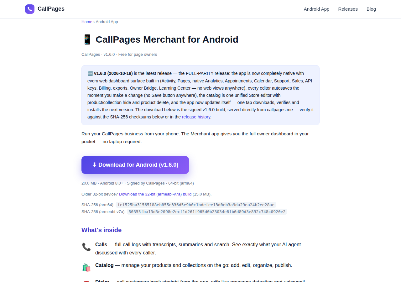 Android v1.6.0: the full-parity release