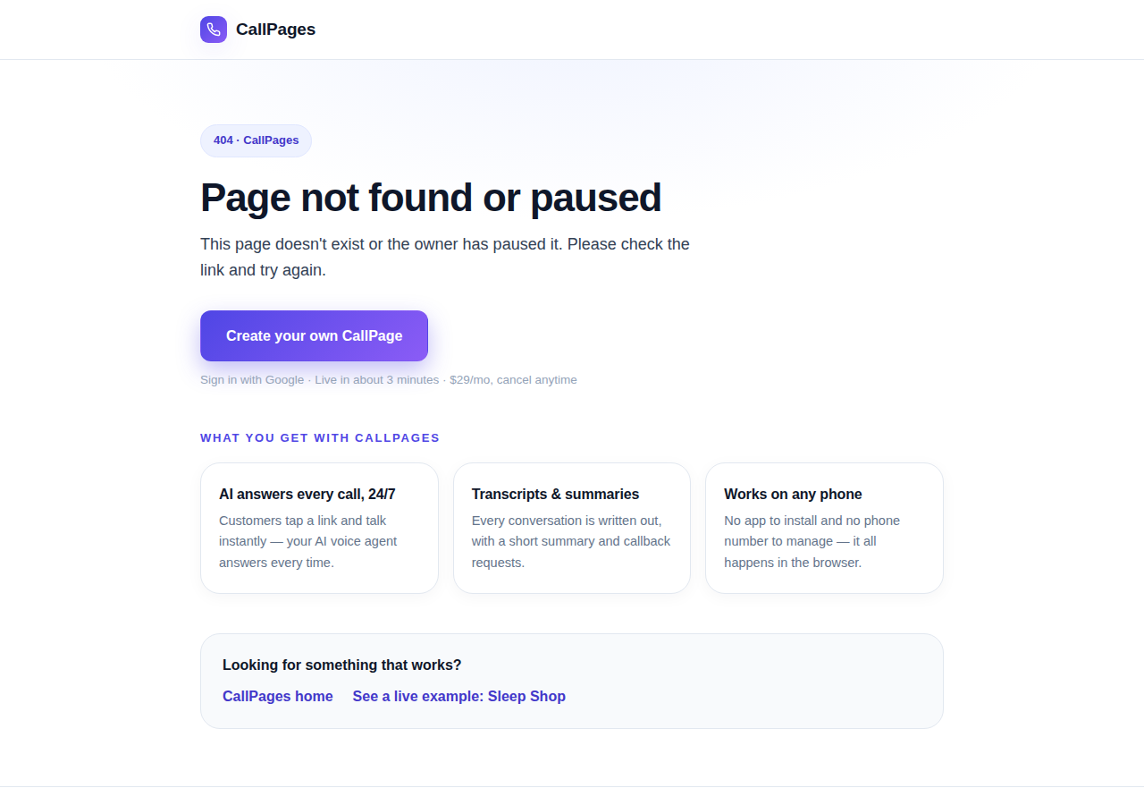 Even a wrong link looks like CallPages now