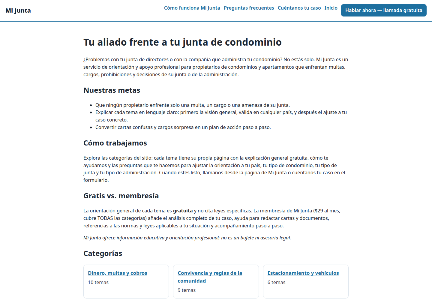 Mi Junta's website home at /p/mi-junta/web