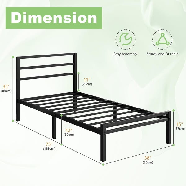 Twin metal cabecera negra